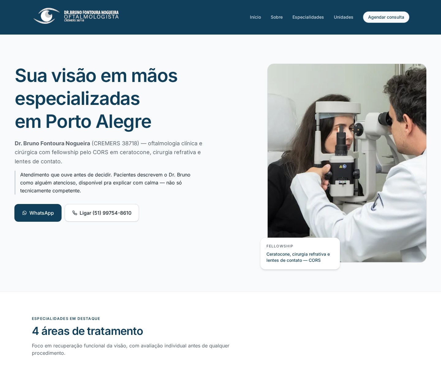 Site da Oftalmopoa — Dr. Bruno Nogueira — criado pela Tua Marca Online